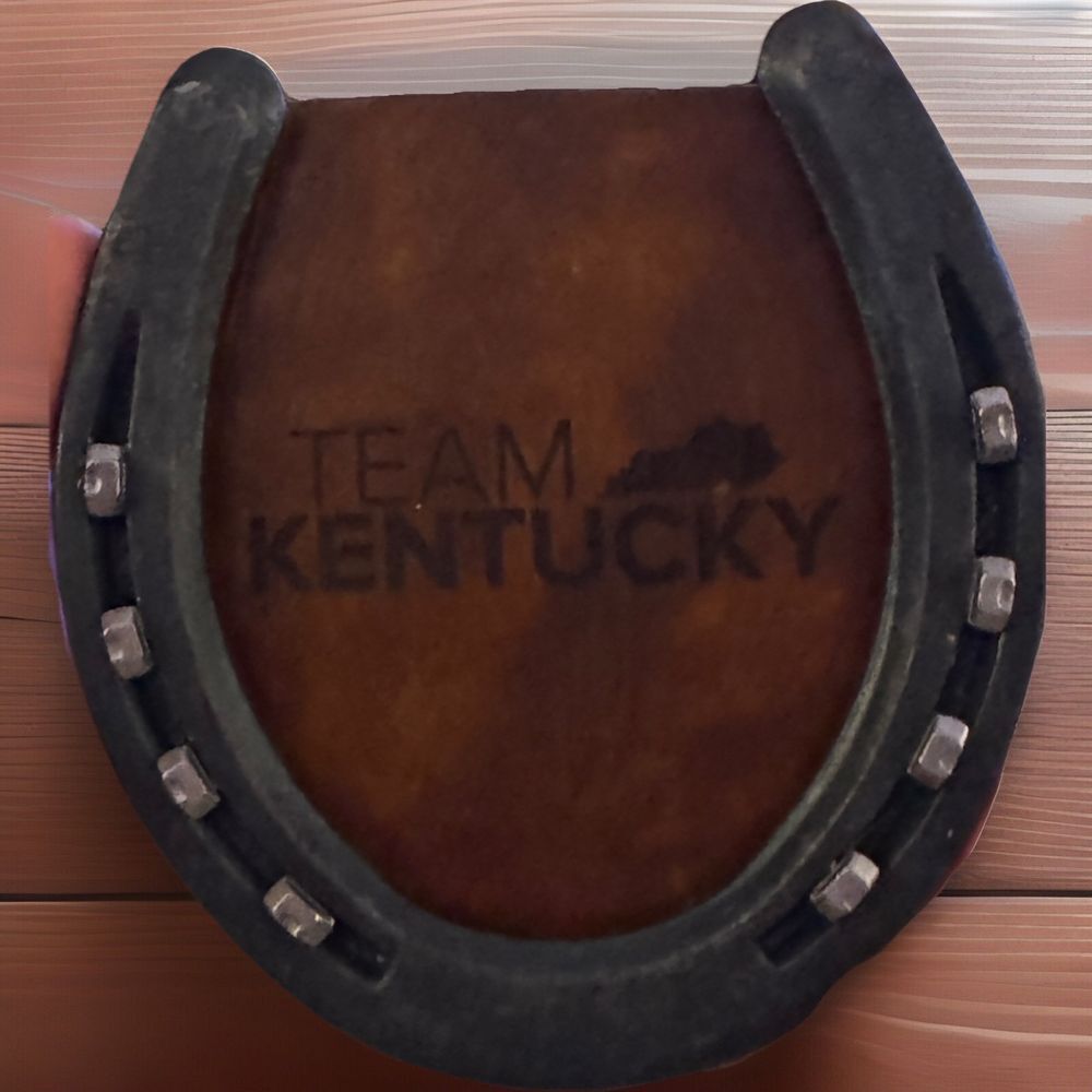 Tooled Leather Horseshoe Drink Coaster Team Kentucky‎ New